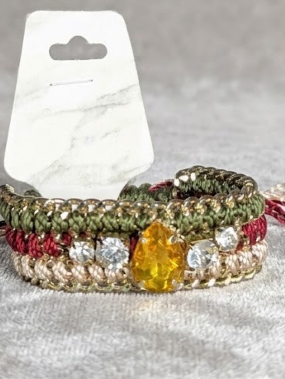 Boho Glam Crystal & Woven Statement Bracelet NWT